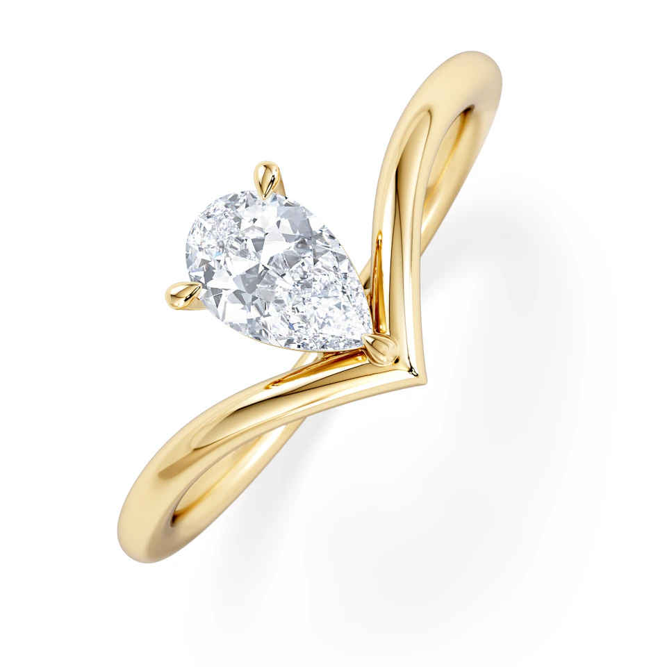 Vela 0.50ct Pear Cut Lab Diamond Solitaire Engagement Ring in 18K Yellow Gold