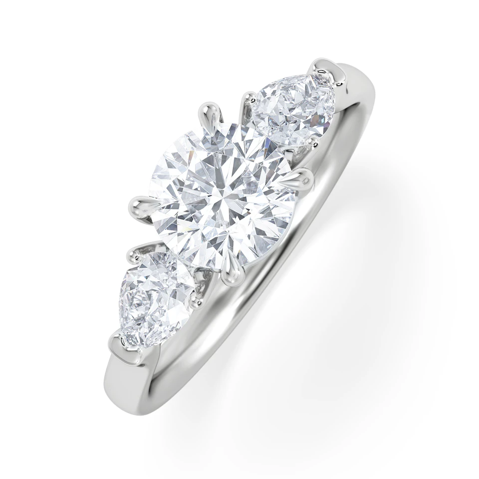 Adore 1.50ct Round Cut Lab Diamond 3 Stone Engagement Ring in Platinum