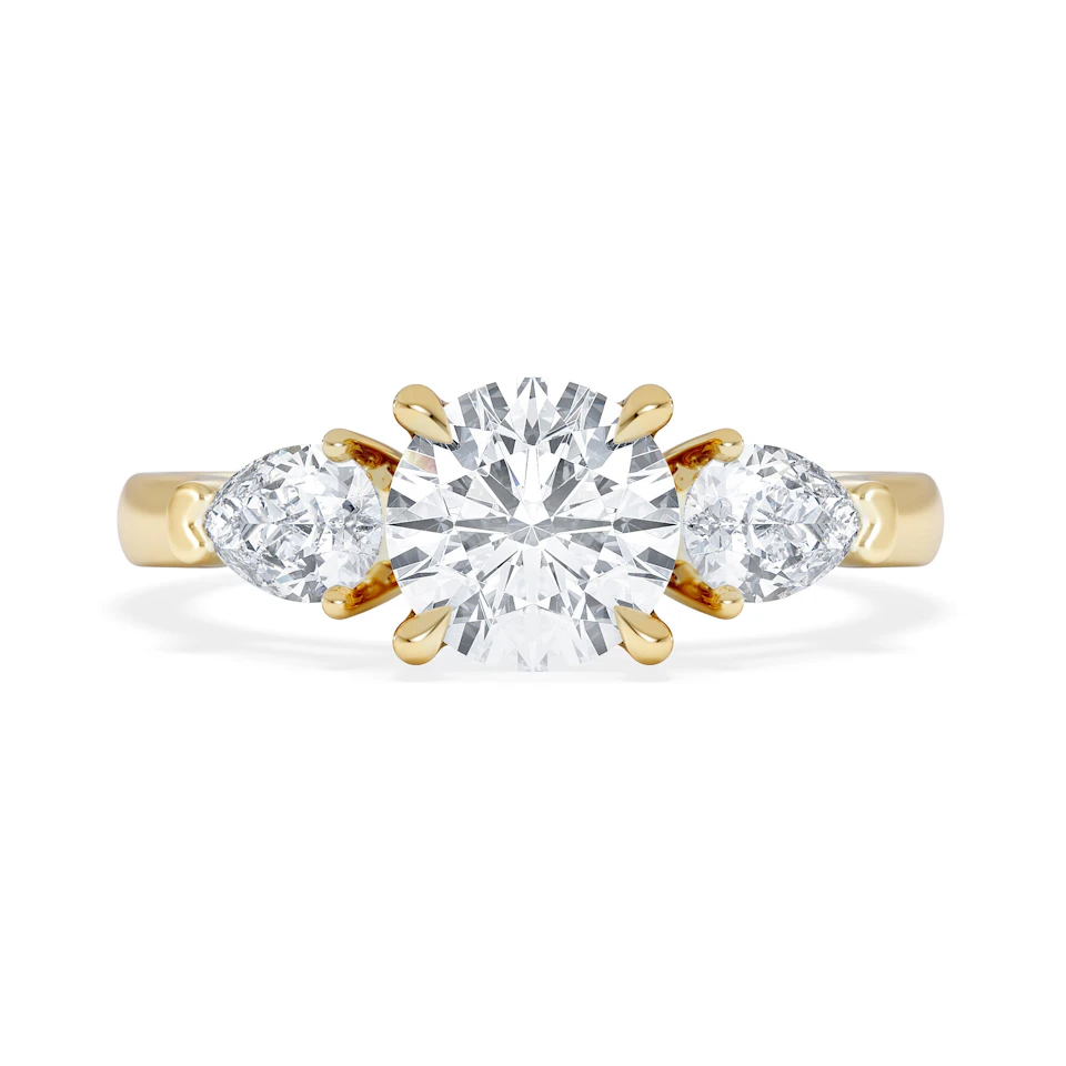 Adore 1.50ct Round Cut Lab Diamond 3 Stone Engagement Ring in 18K Yellow Gold