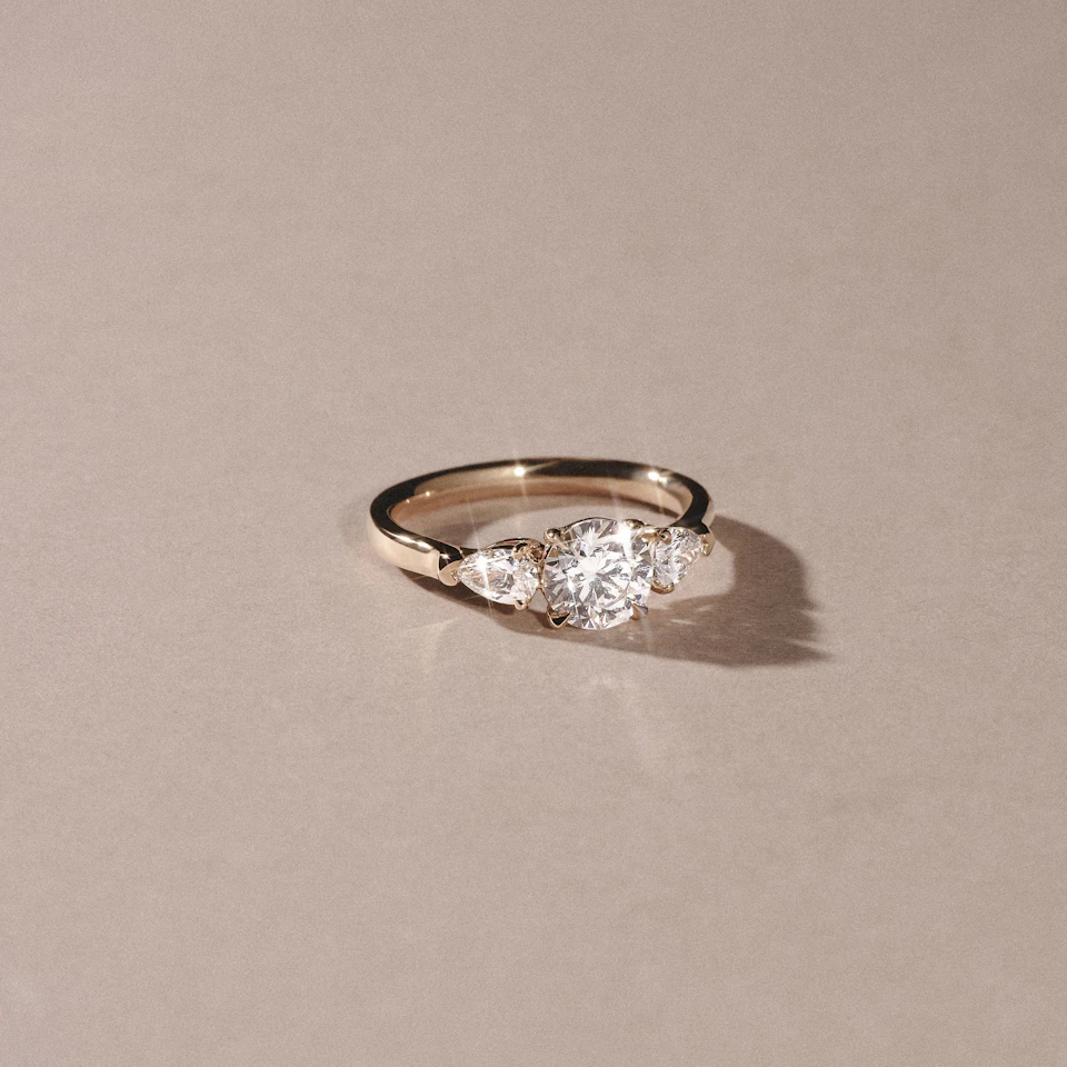 Adore 1.50ct Round Cut Lab Diamond 3 Stone Engagement Ring in 18K Yellow Gold