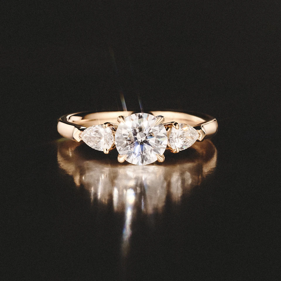 Adore 1.50ct Round Cut Lab Diamond 3 Stone Engagement Ring in 18K Yellow Gold
