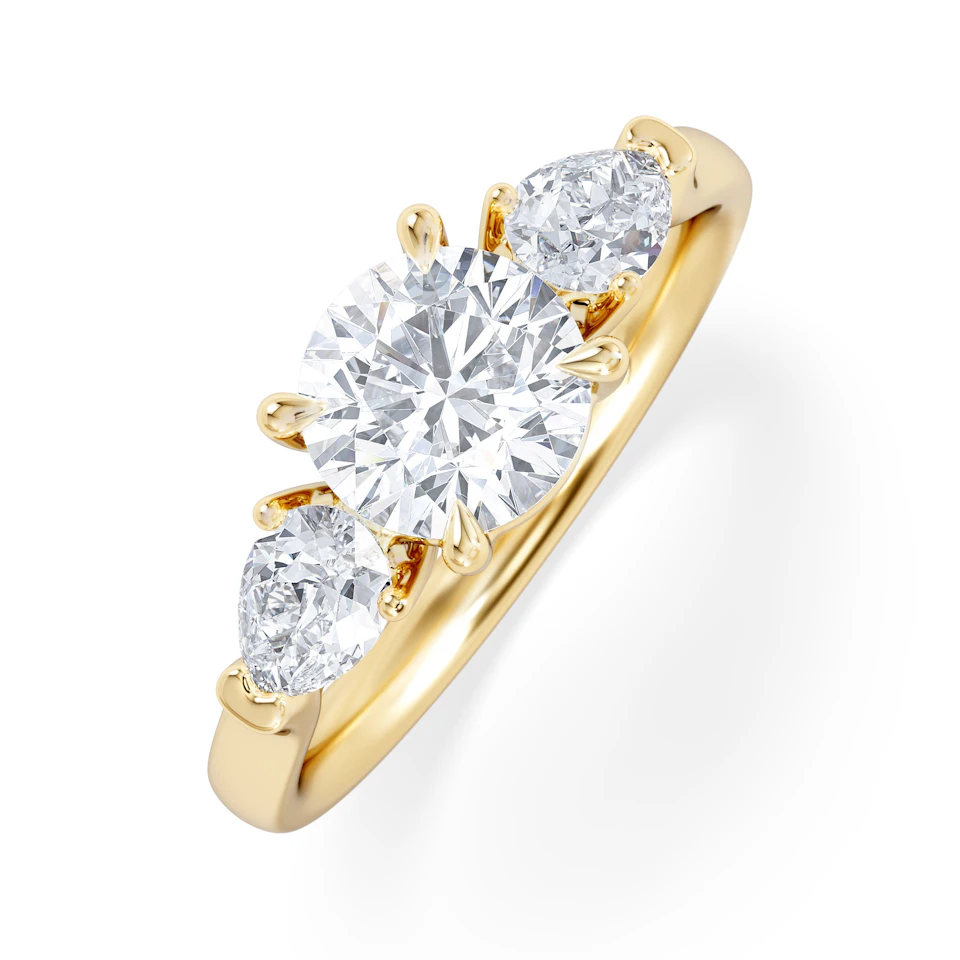 Adore 1.50ct Round Cut Lab Diamond 3 Stone Engagement Ring in 18K Yellow Gold