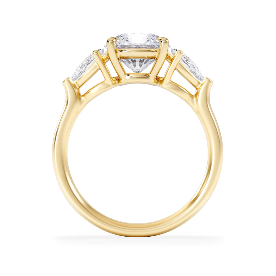 Adore 2.60ct Round Cut Lab Diamond 3 Stone Engagement Ring in 18K Yellow Gold