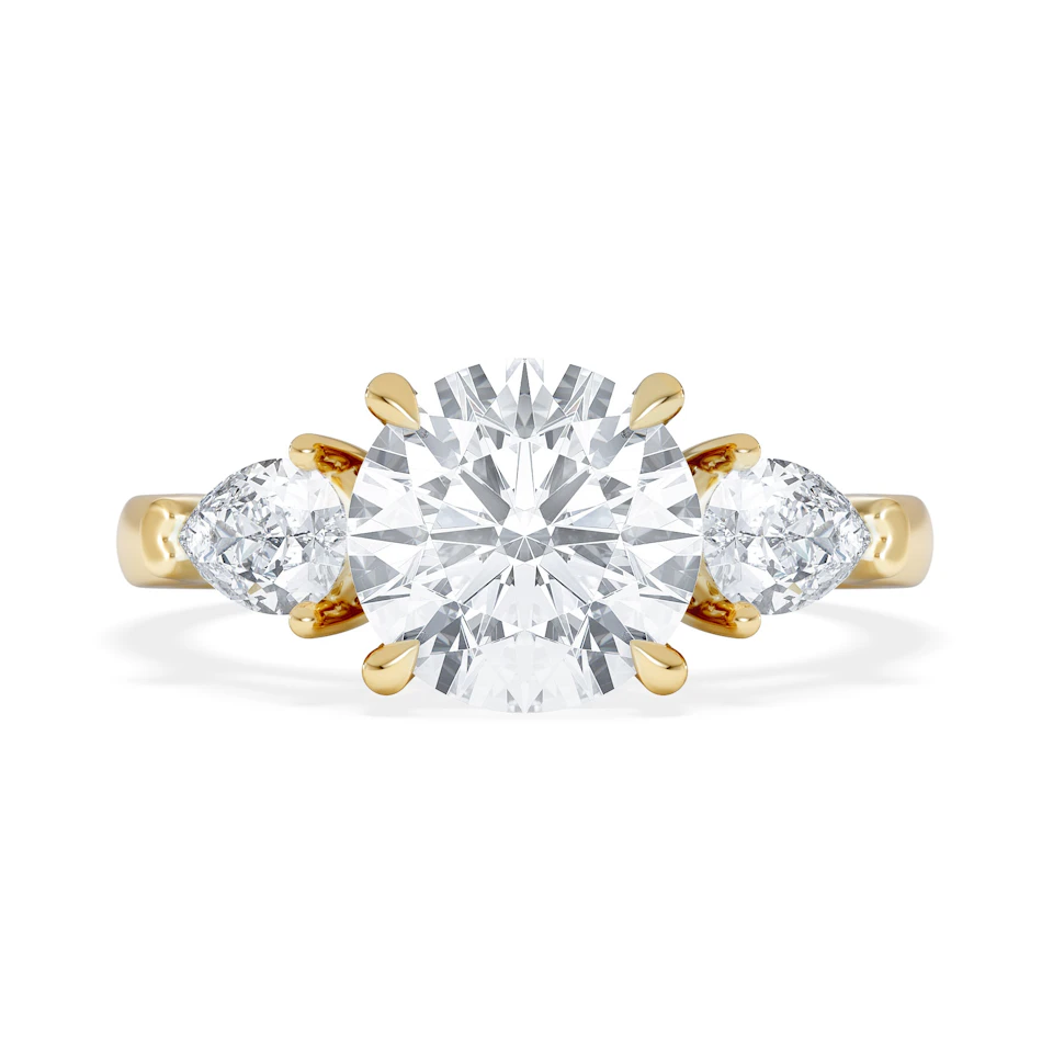 Adore 2.60ct Round Cut Lab Diamond 3 Stone Engagement Ring in 18K Yellow Gold