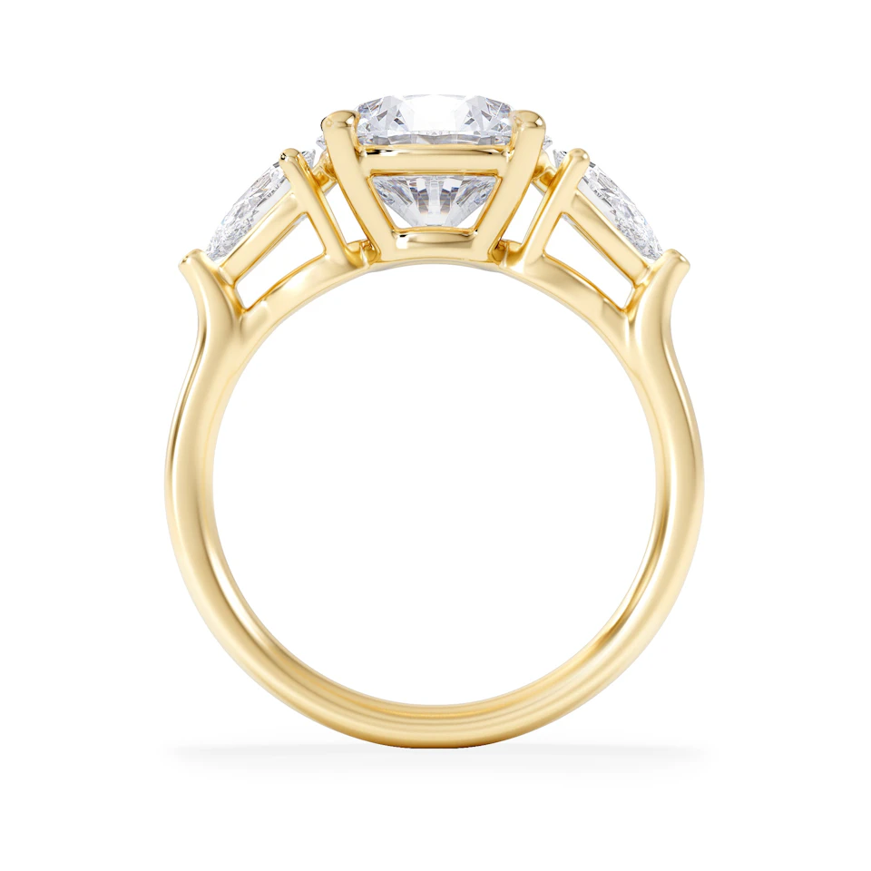 Adore 3.80ct Round Cut Lab Diamond 3 Stone Engagement Ring in 18K Yellow Gold