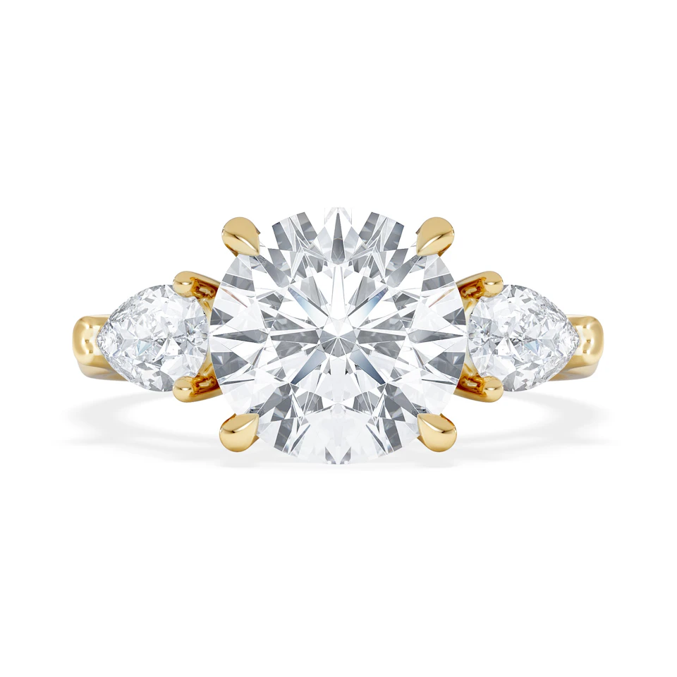 Adore 3.80ct Round Cut Lab Diamond 3 Stone Engagement Ring in 18K Yellow Gold