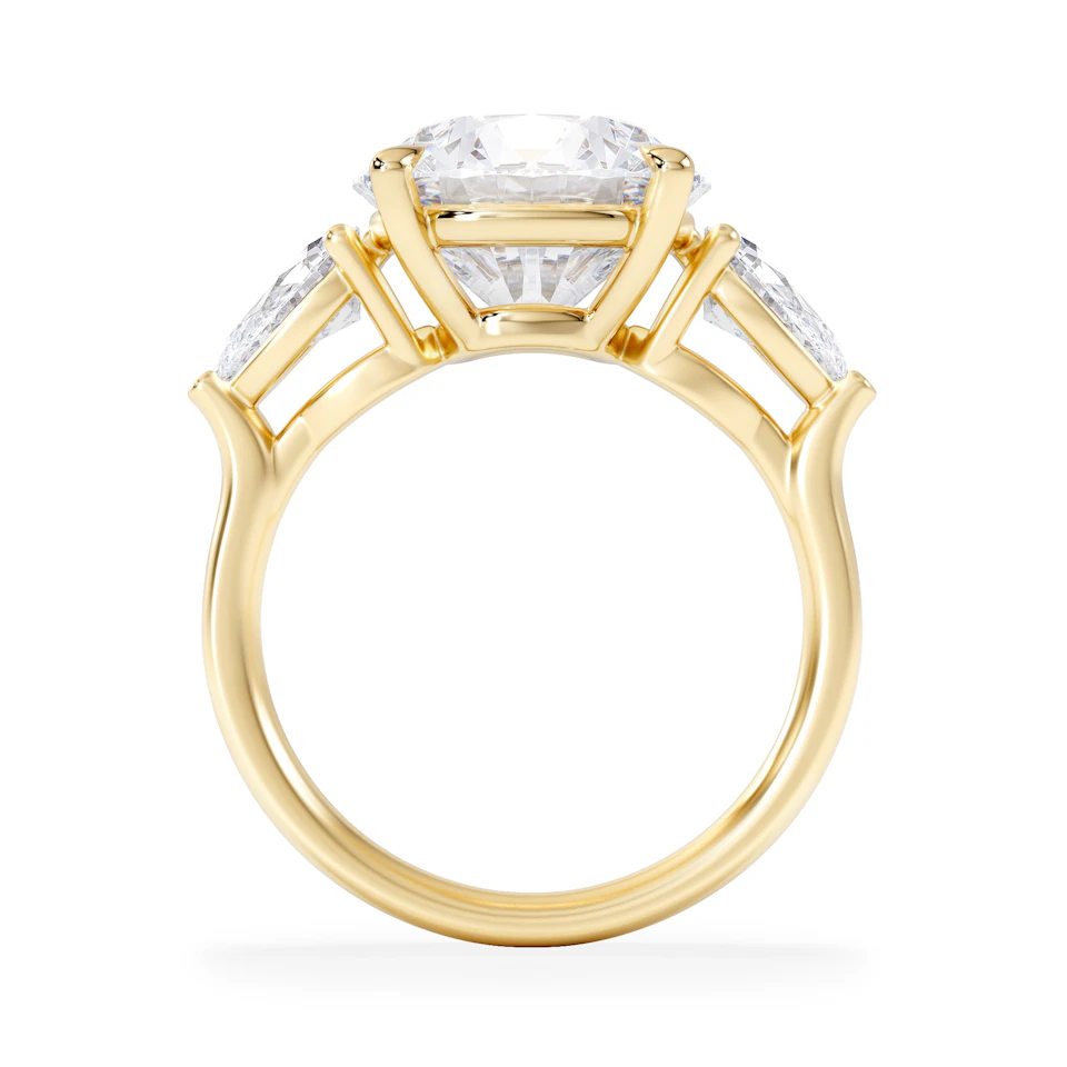 Adore 6.00ct Round Cut Lab Diamond 3 Stone Engagement Ring in 18K Yellow Gold