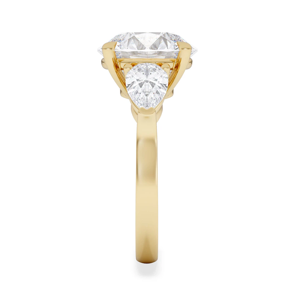 Adore 6.00ct Round Cut Lab Diamond 3 Stone Engagement Ring in 18K Yellow Gold