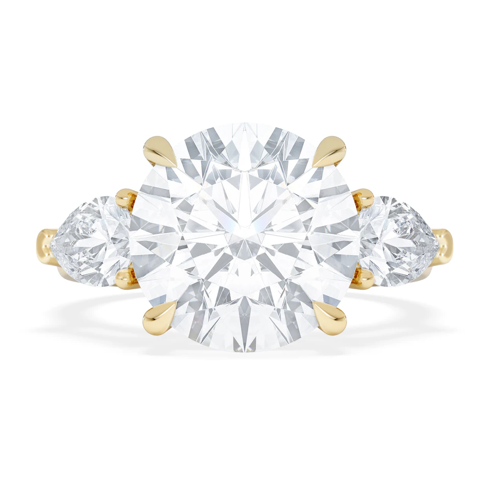 Adore 6.00ct Round Cut Lab Diamond 3 Stone Engagement Ring in 18K Yellow Gold