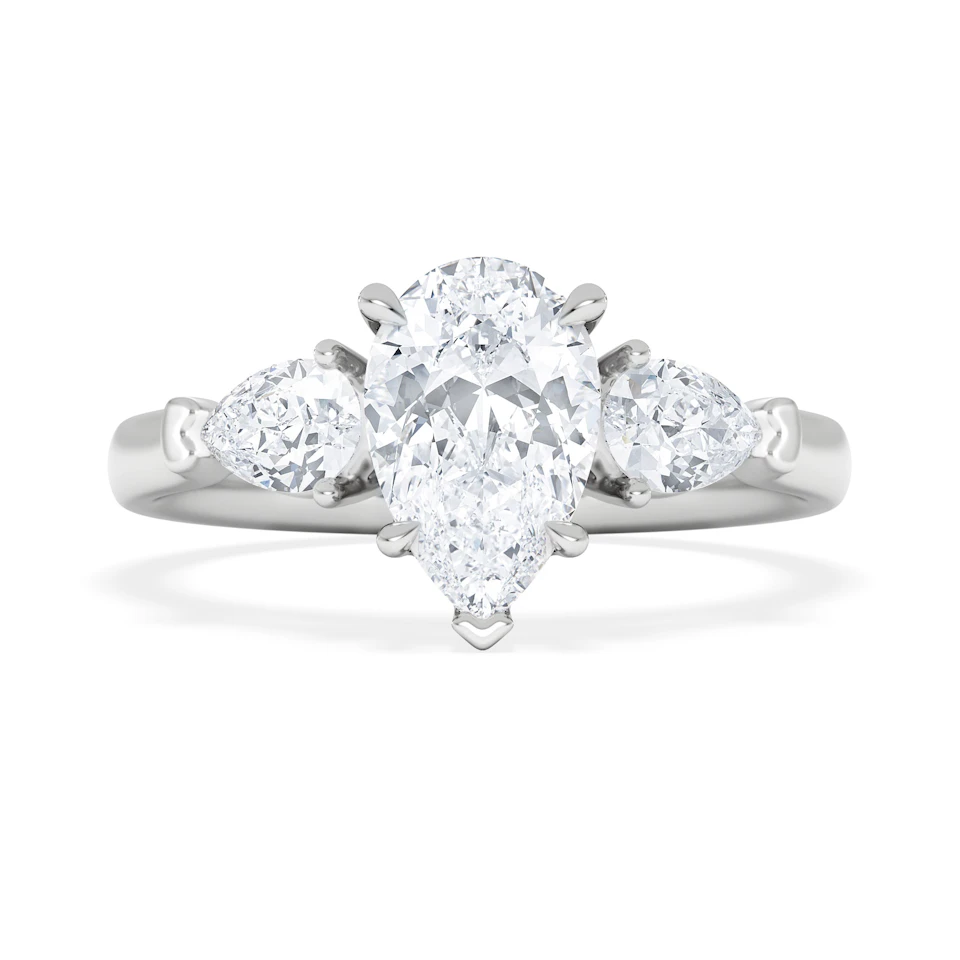 Adore 1.50ct Pear Cut Lab Diamond 3 Stone Engagement Ring in Platinum