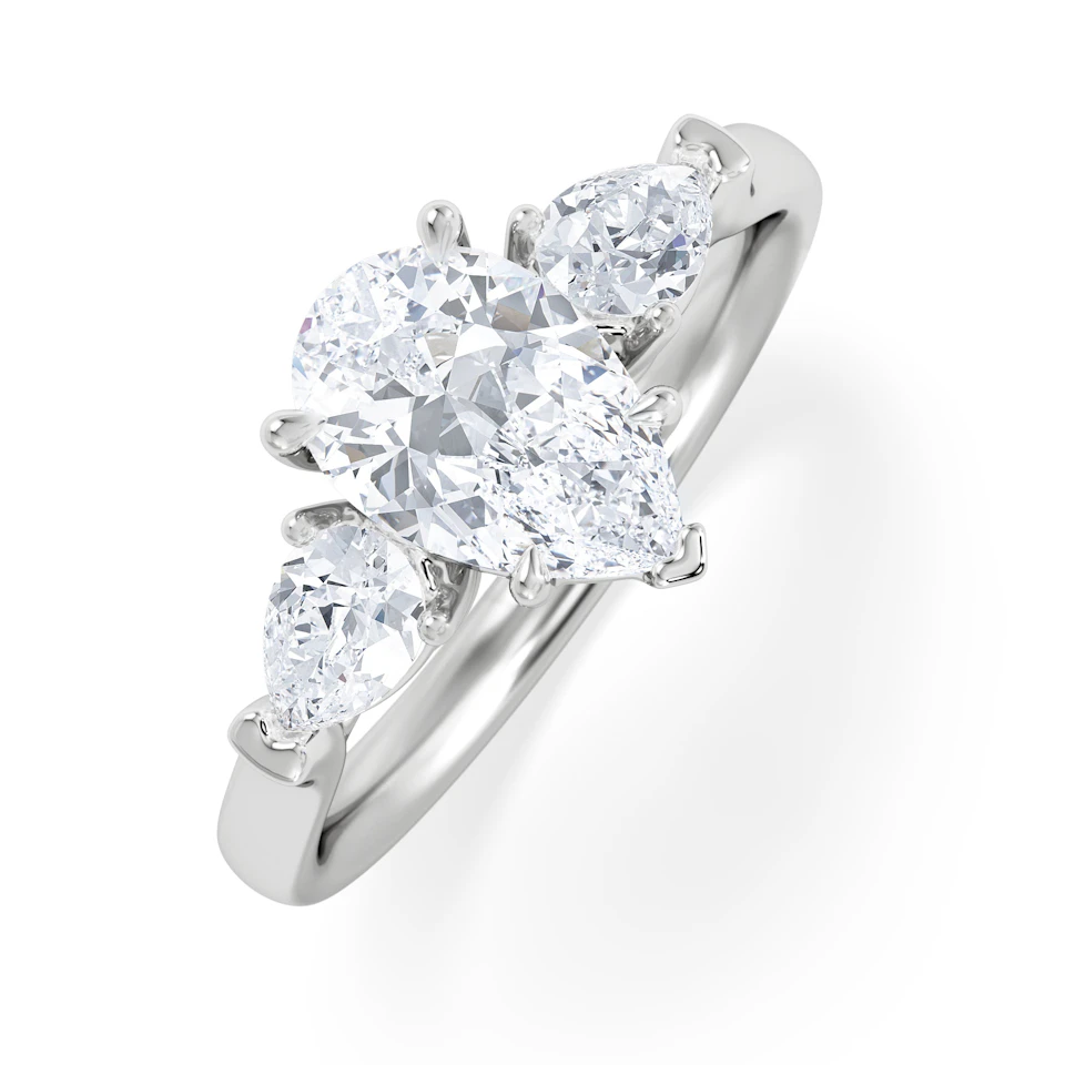 Adore 1.50ct Pear Cut Lab Diamond 3 Stone Engagement Ring in Platinum