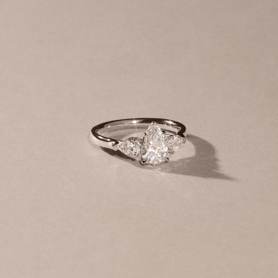 Adore 1.50ct Pear Cut Lab Diamond 3 Stone Engagement Ring in Platinum