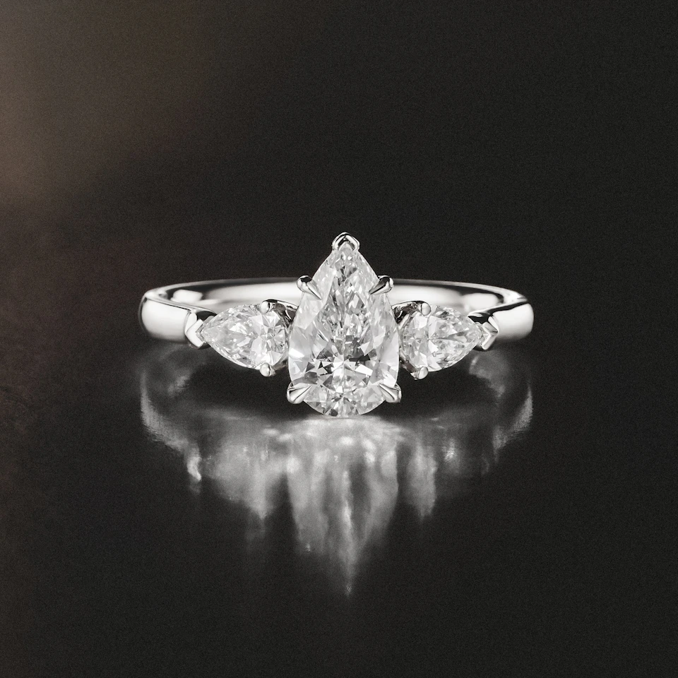 Adore 1.50ct Pear Cut Lab Diamond 3 Stone Engagement Ring in Platinum