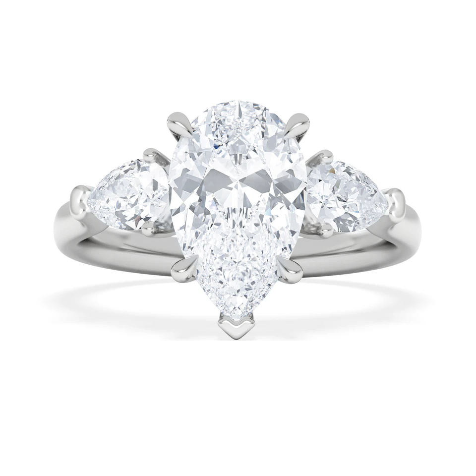 Adore 2.60ct Pear Cut Lab Diamond 3 Stone Engagement Ring in Platinum