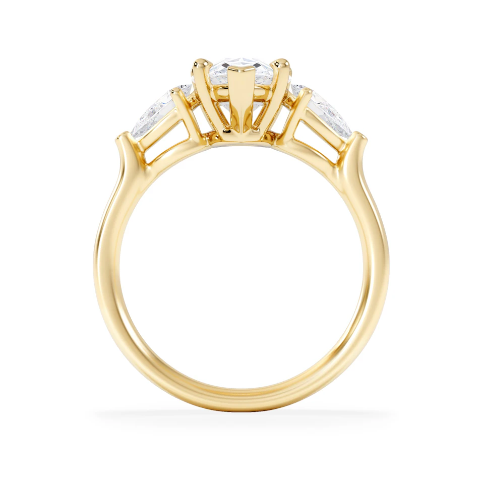 Adore 2.60ct Pear Cut Lab Diamond 3 Stone Engagement Ring in 18K Yellow Gold