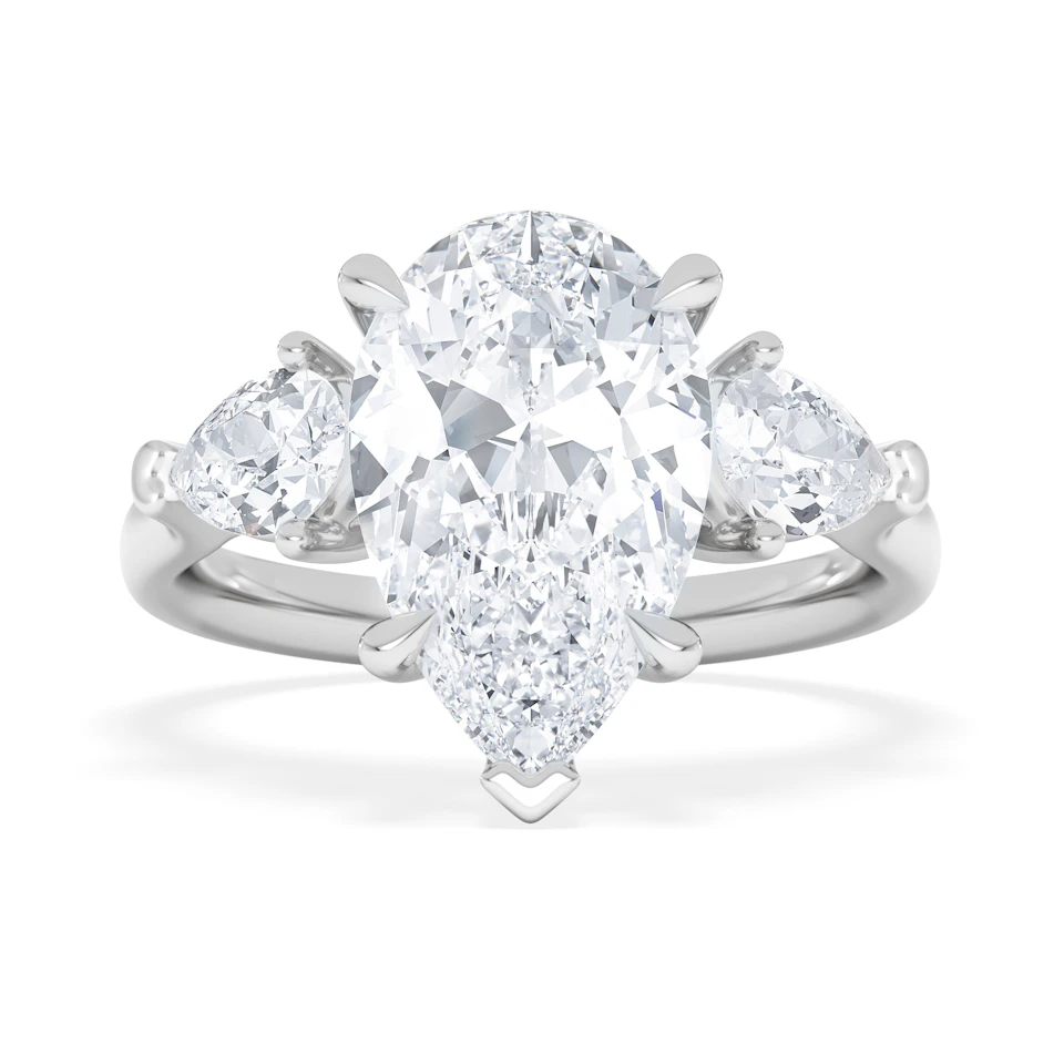 Adore 3.80ct Pear Cut Lab Diamond 3 Stone Engagement Ring in Platinum