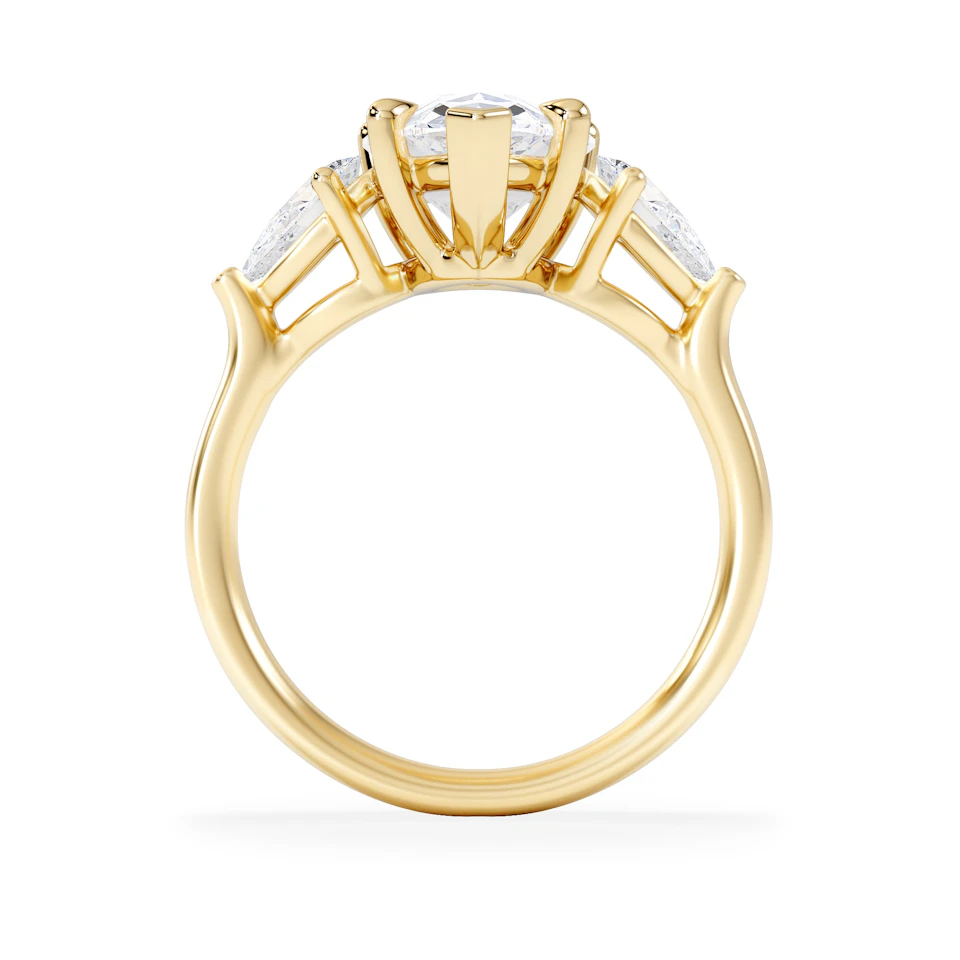 Adore 3.80ct Pear Cut Lab Diamond 3 Stone Engagement Ring in 18K Yellow Gold