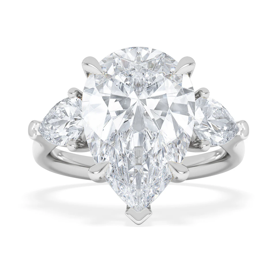 Adore 6.00ct Pear Cut Lab Diamond 3 Stone Engagement Ring in Platinum