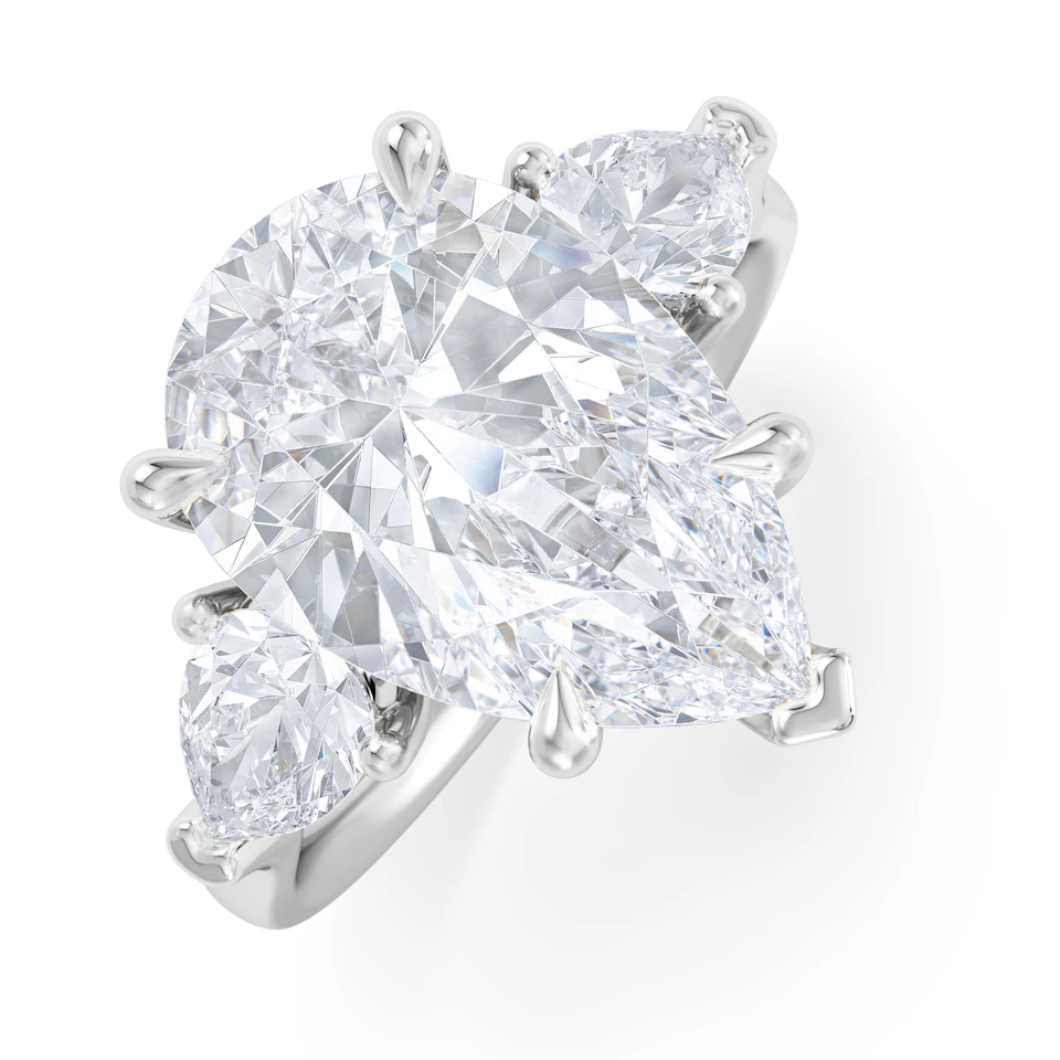 Adore 6.00ct Pear Cut Lab Diamond 3 Stone Engagement Ring in Platinum