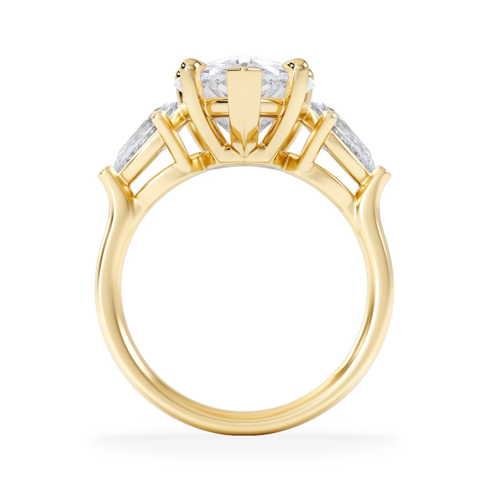 Adore 6.00ct Pear Cut Lab Diamond 3 Stone Engagement Ring in 18K Yellow Gold