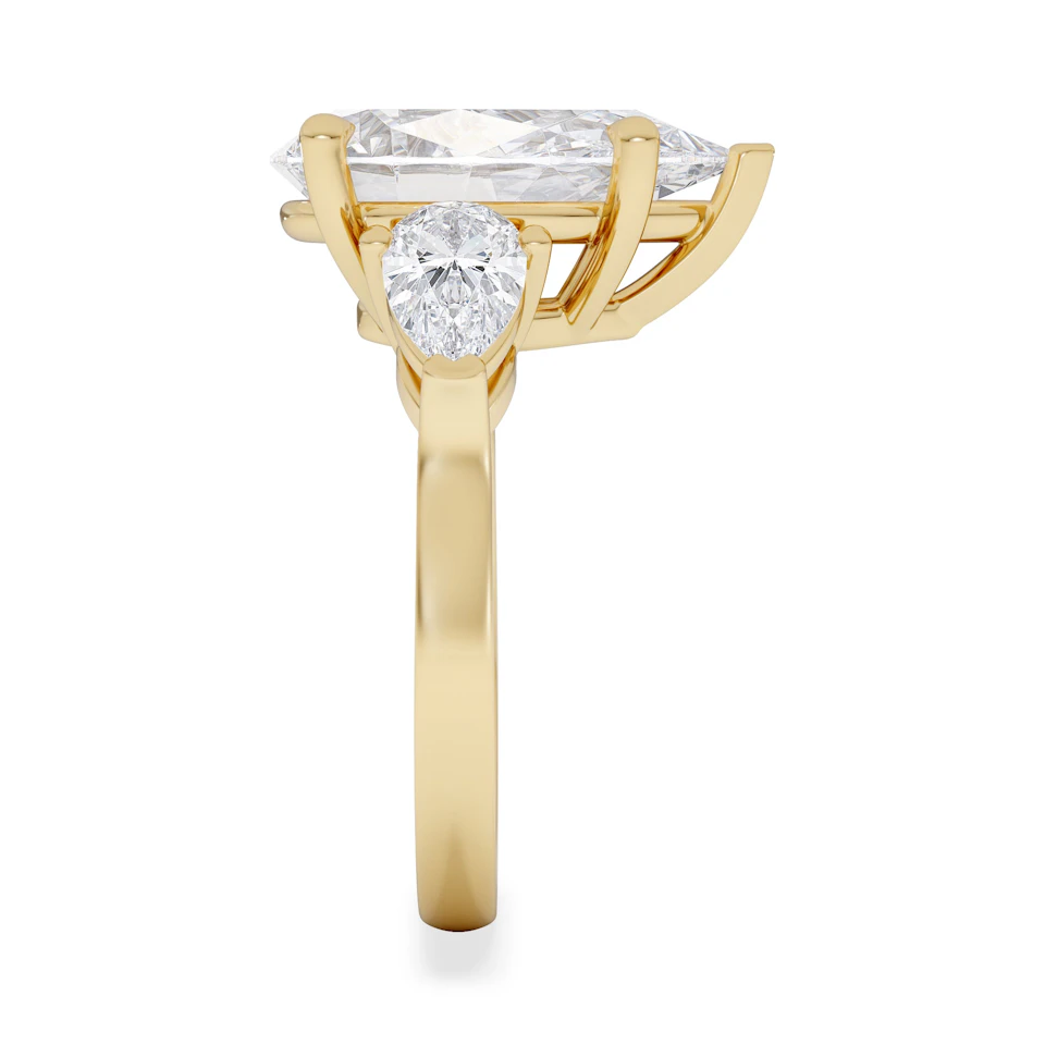 Adore 6.00ct Pear Cut Lab Diamond 3 Stone Engagement Ring in 18K Yellow Gold
