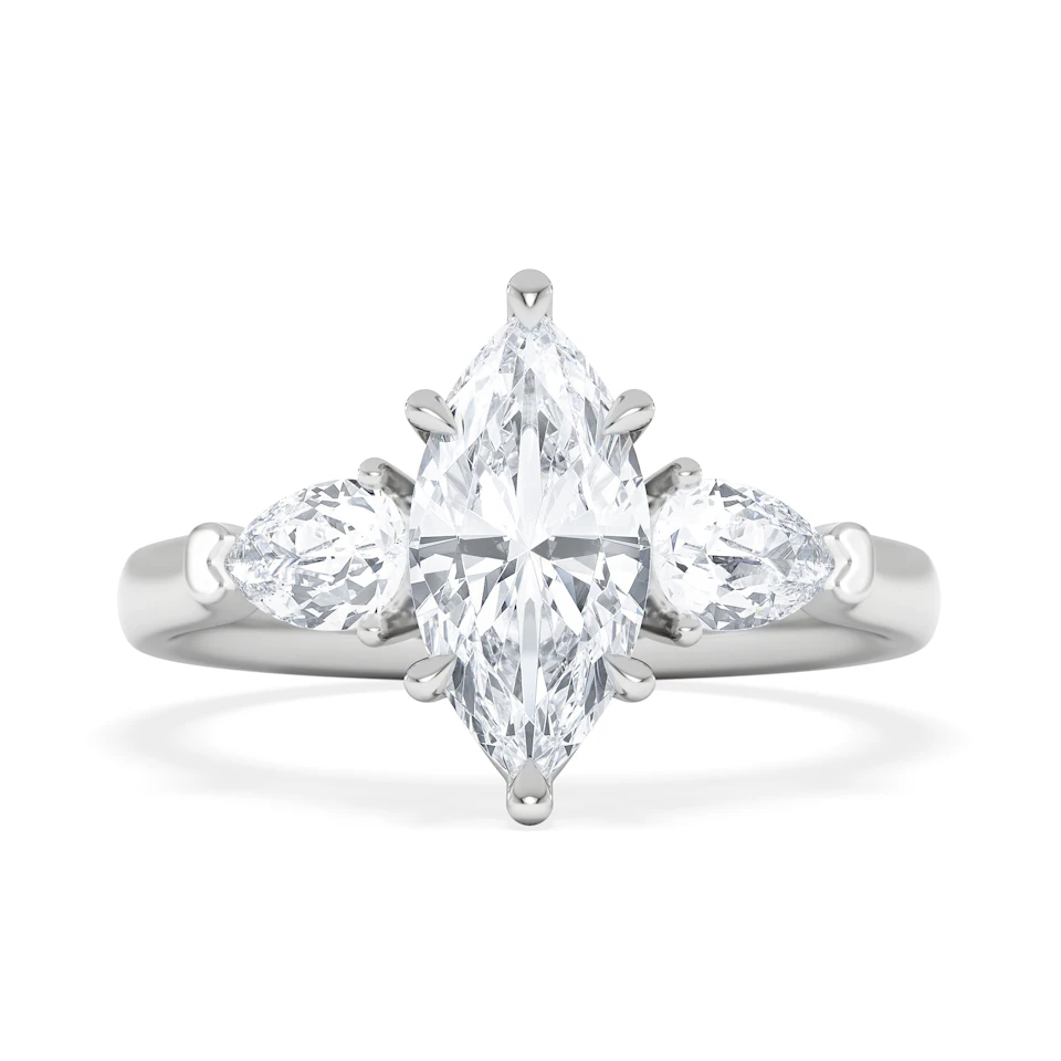 Adore 1.50ct Marquise Cut Lab Diamond 3 Stone Engagement Ring in Platinum