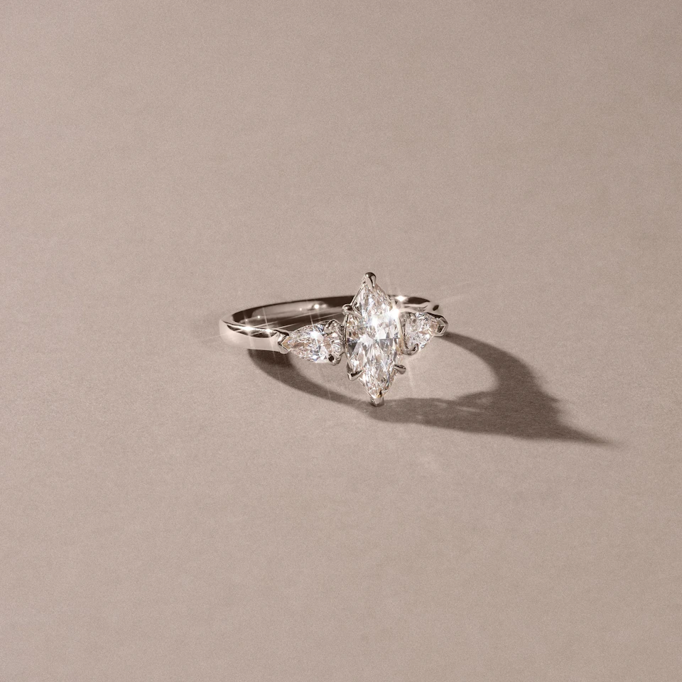 Adore 1.50ct Marquise Cut Lab Diamond 3 Stone Engagement Ring in Platinum