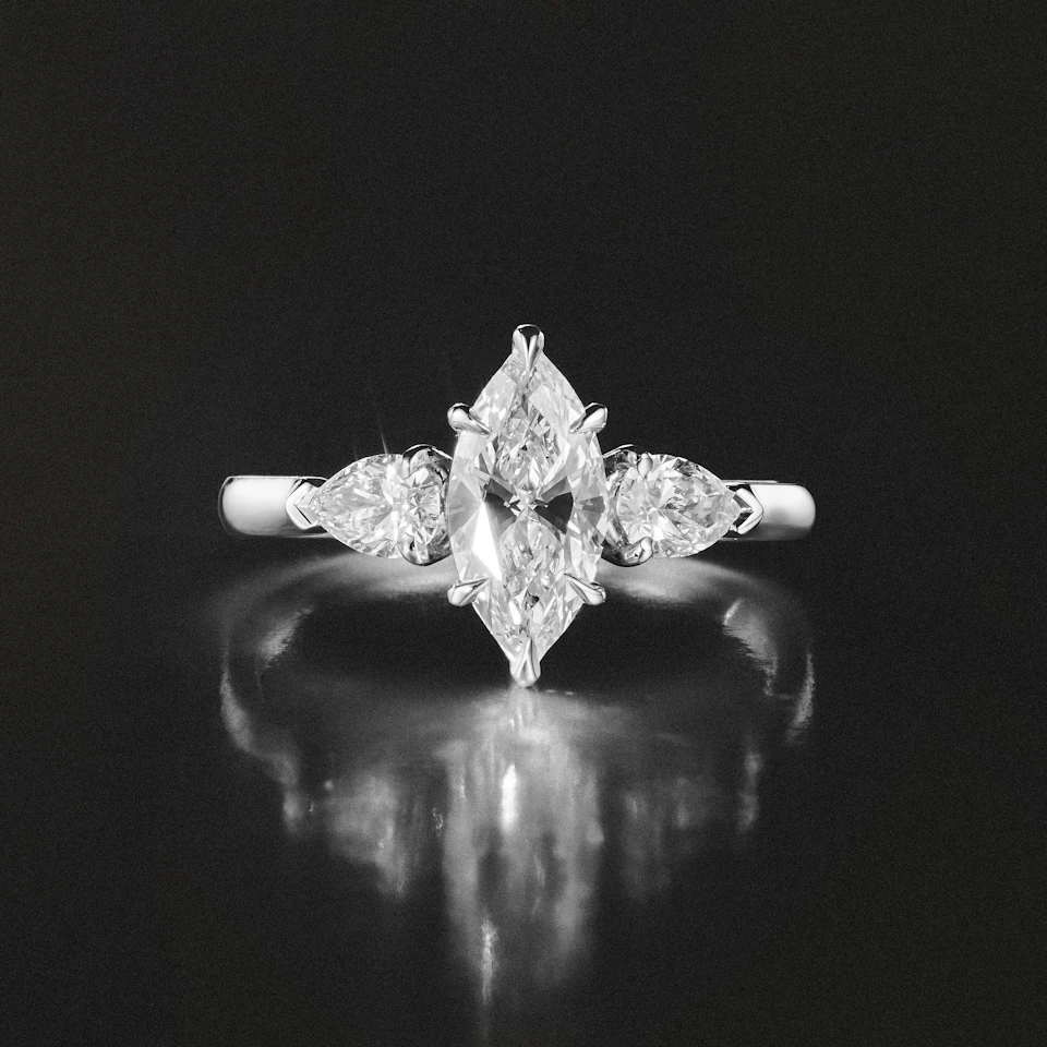 Adore 1.50ct Marquise Cut Lab Diamond 3 Stone Engagement Ring in Platinum