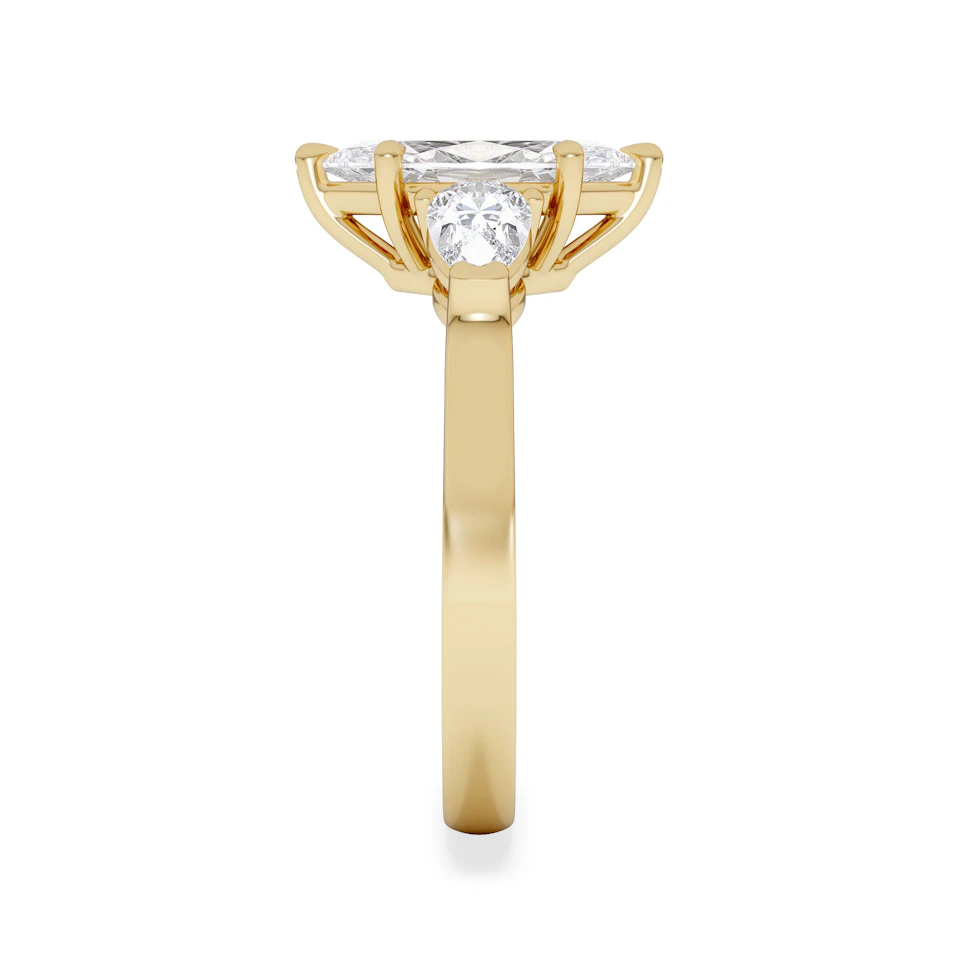 Adore 1.50ct Marquise Cut Lab Diamond 3 Stone Engagement Ring in 18K Yellow Gold