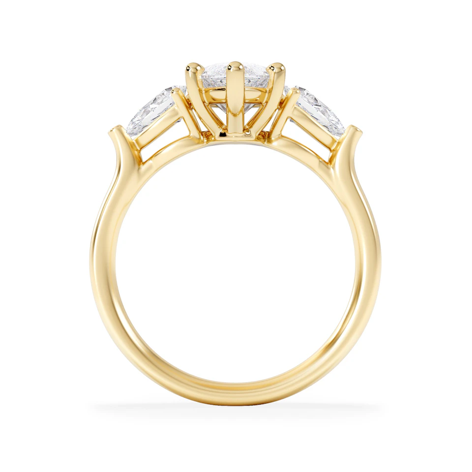 Adore 2.60ct Marquise Cut Lab Diamond 3 Stone Engagement Ring in 18K Yellow Gold