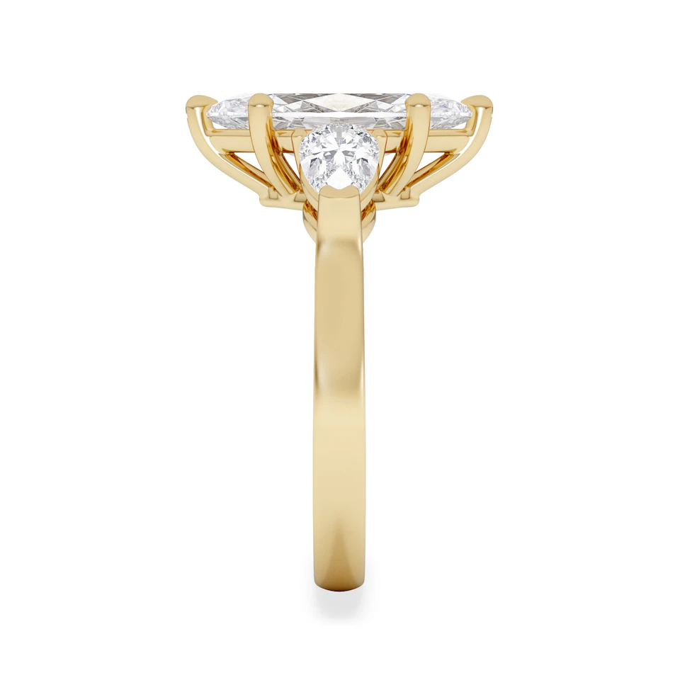 Adore 2.60ct Marquise Cut Lab Diamond 3 Stone Engagement Ring in 18K Yellow Gold