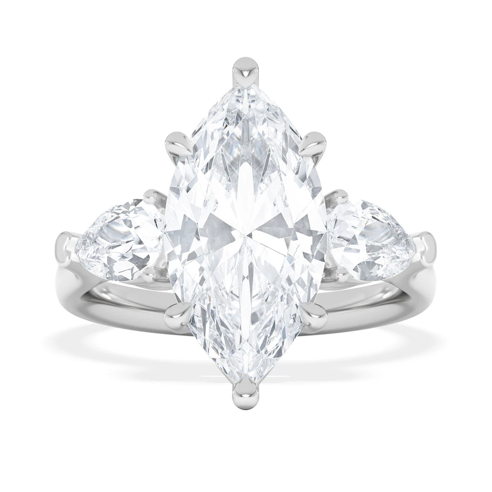 Adore 3.80ct Marquise Cut Lab Diamond 3 Stone Engagement Ring in Platinum