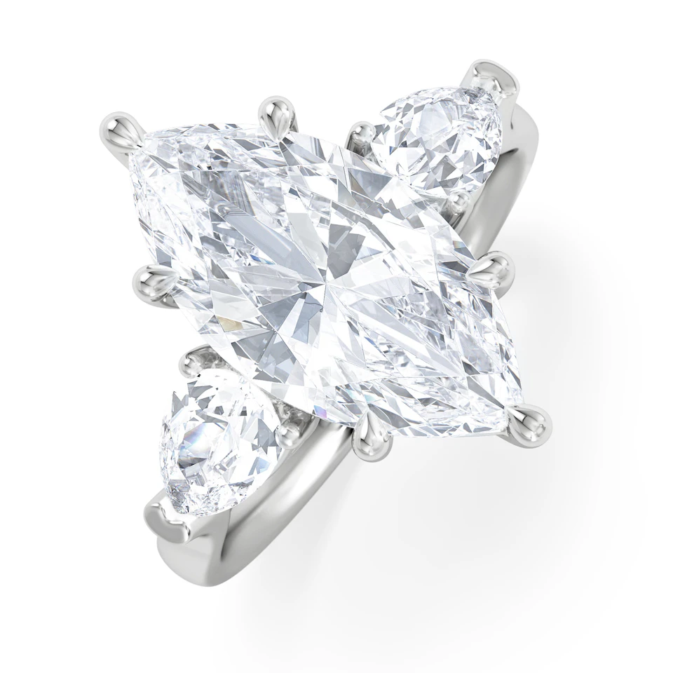 Adore 3.80ct Marquise Cut Lab Diamond 3 Stone Engagement Ring in Platinum