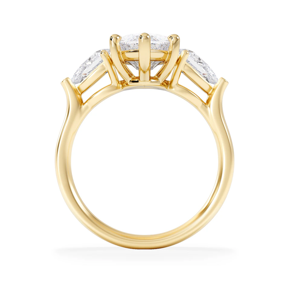 Adore 3.80ct Marquise Cut Lab Diamond 3 Stone Engagement Ring in 18K Yellow Gold