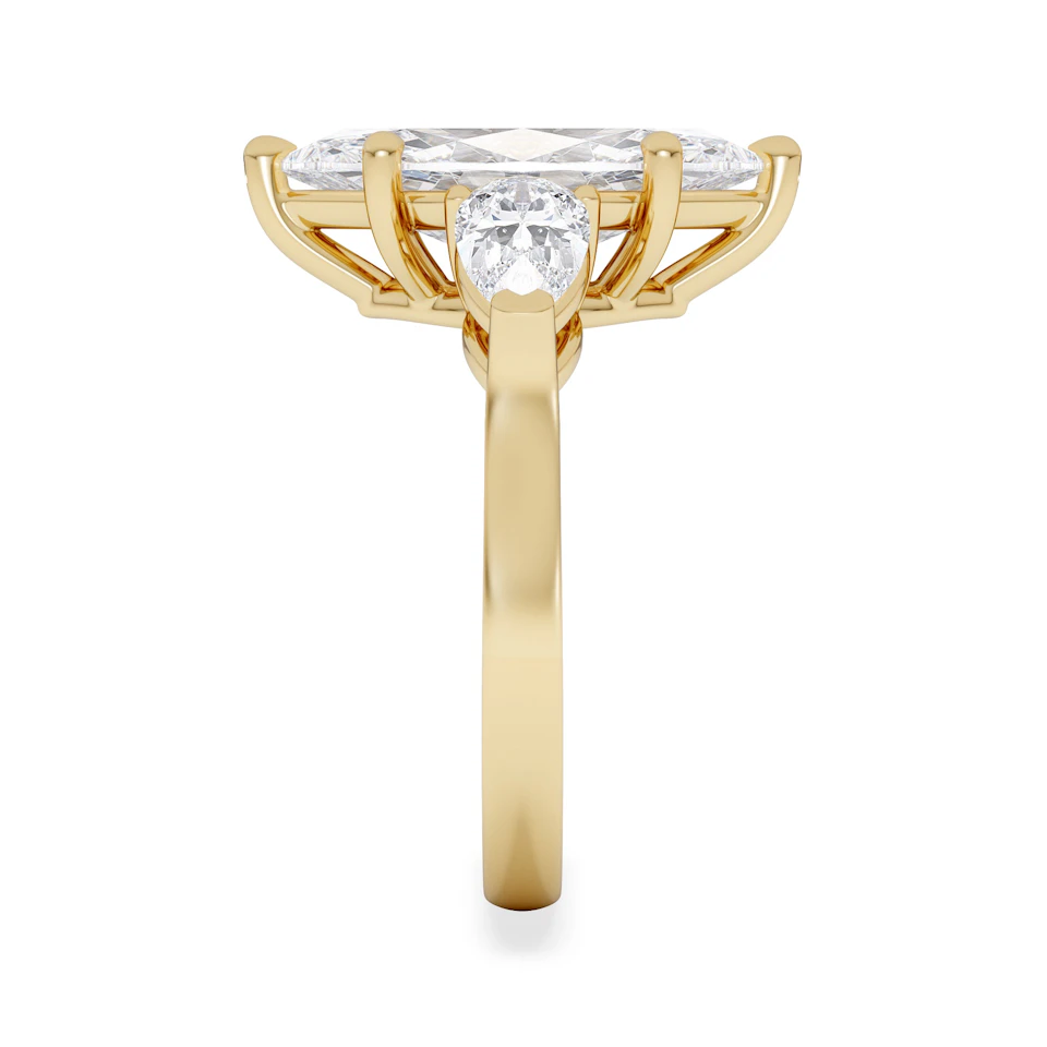 Adore 3.80ct Marquise Cut Lab Diamond 3 Stone Engagement Ring in 18K Yellow Gold