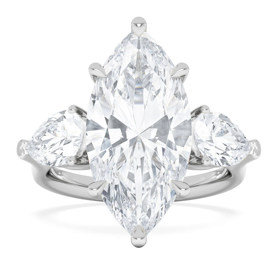 Adore 6.00ct Marquise Cut Lab Diamond 3 Stone Engagement Ring in Platinum