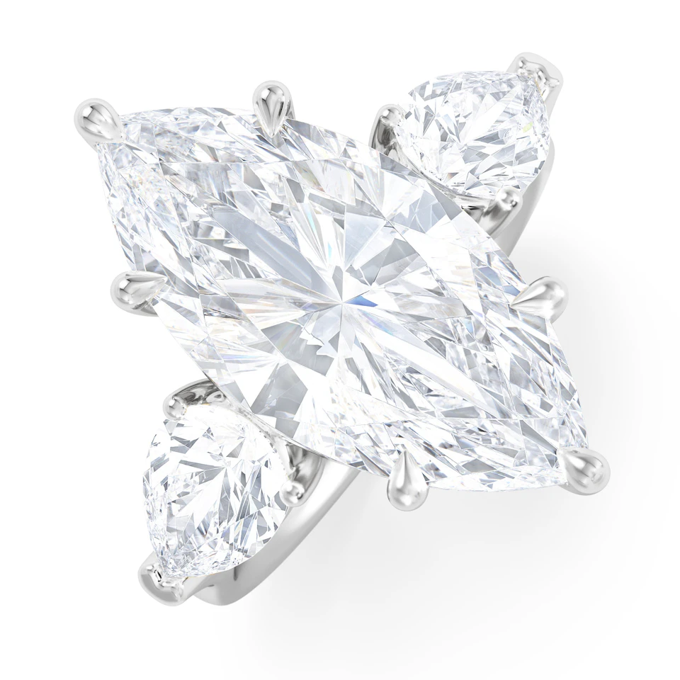 Adore 6.00ct Marquise Cut Lab Diamond 3 Stone Engagement Ring in Platinum