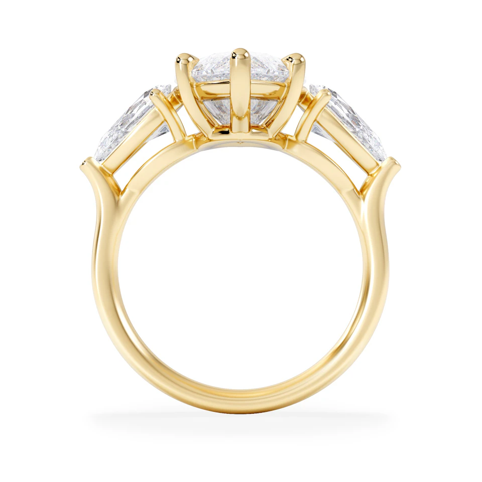 Adore 6.00ct Marquise Cut Lab Diamond 3 Stone Engagement Ring in 18K Yellow Gold