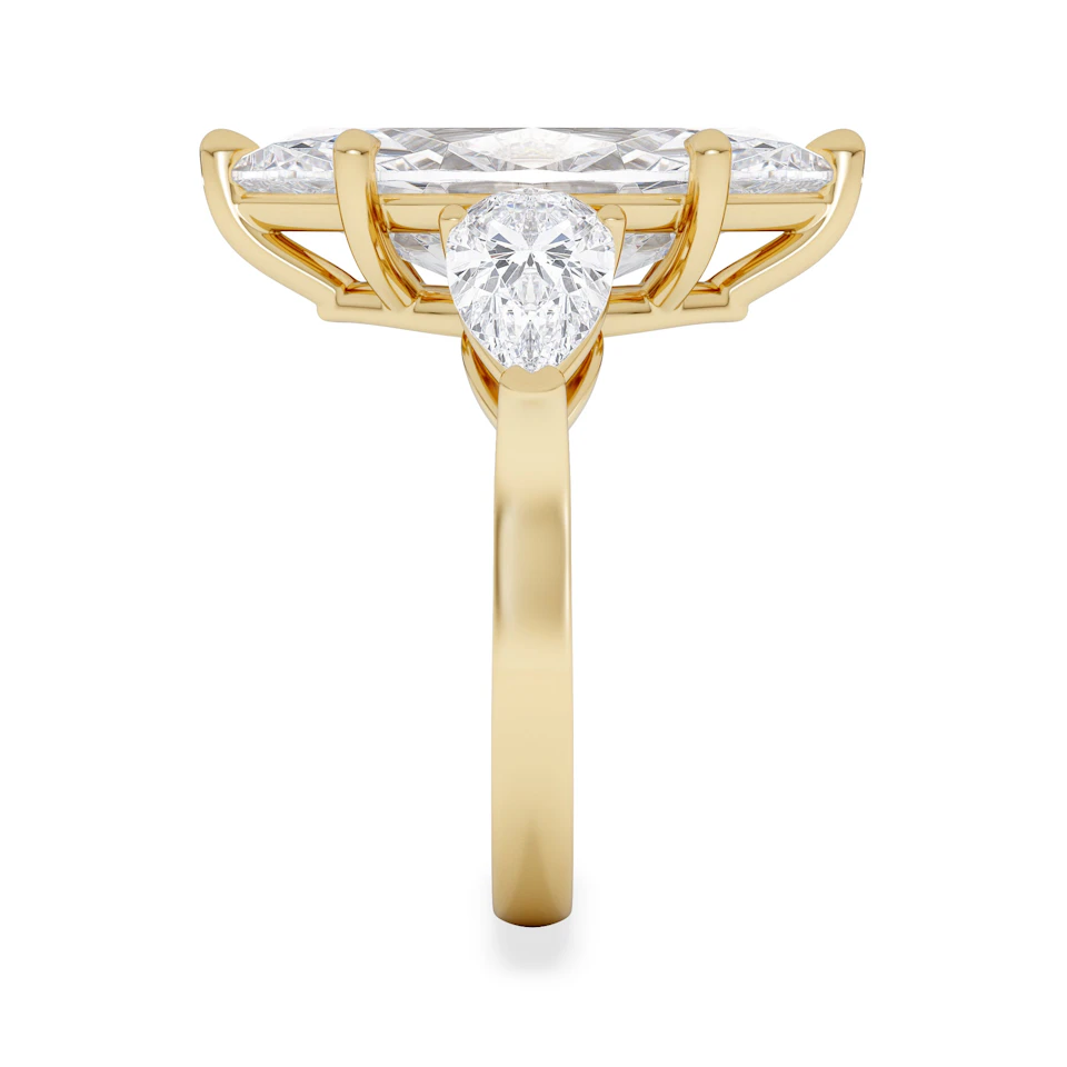 Adore 6.00ct Marquise Cut Lab Diamond 3 Stone Engagement Ring in 18K Yellow Gold