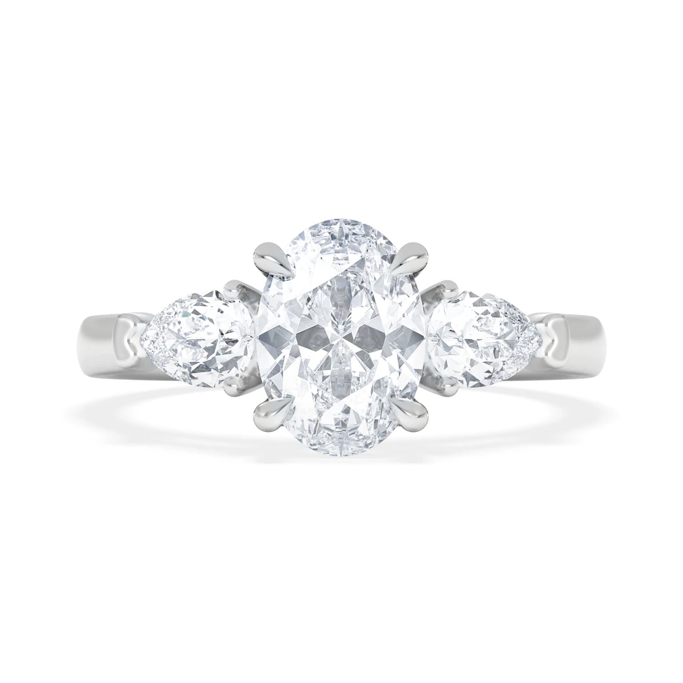 Adore 1.50ct Oval Cut Lab Diamond 3 Stone Engagement Ring in Platinum
