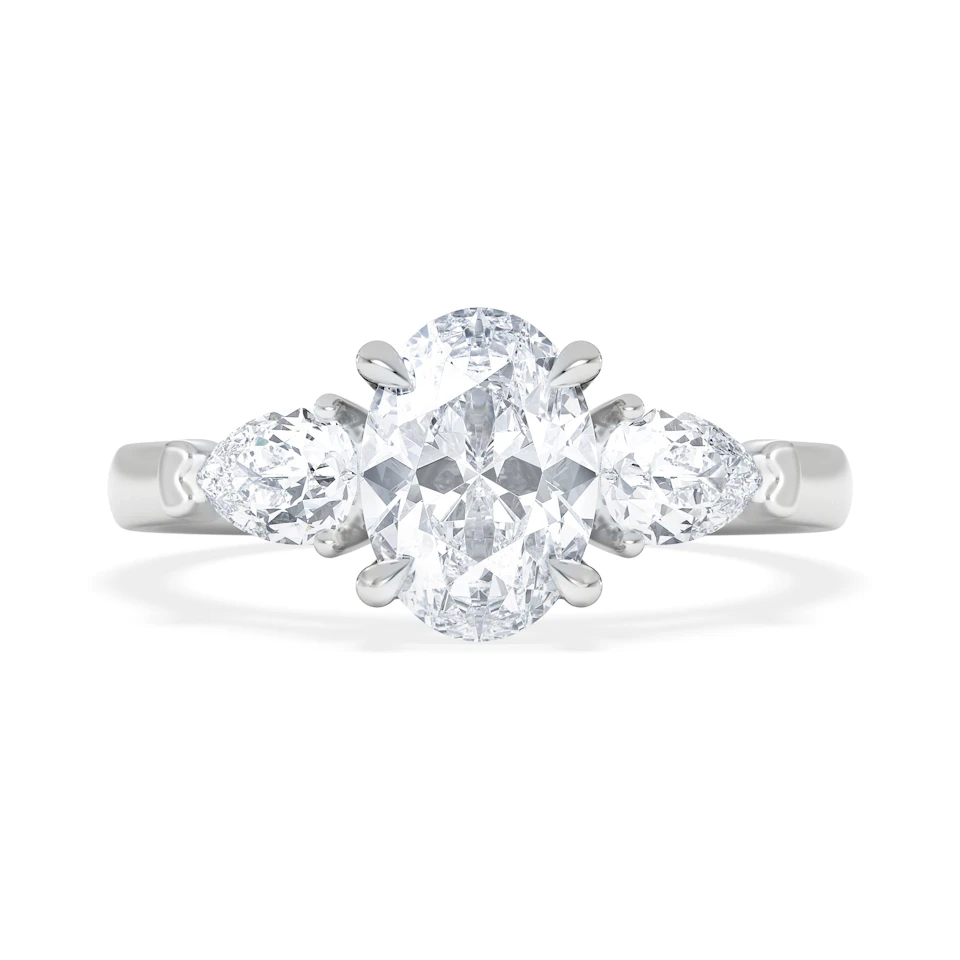 Adore 1.50ct Oval Cut Lab Diamond 3 Stone Engagement Ring in Platinum