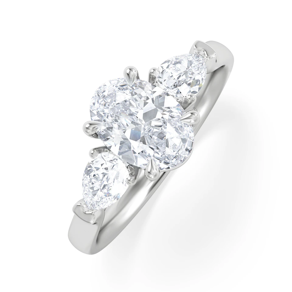 Adore 1.50ct Oval Cut Lab Diamond 3 Stone Engagement Ring in Platinum