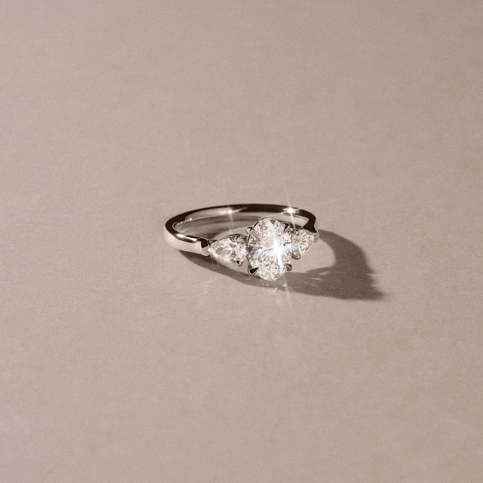 Adore 1.50ct Oval Cut Lab Diamond 3 Stone Engagement Ring in Platinum