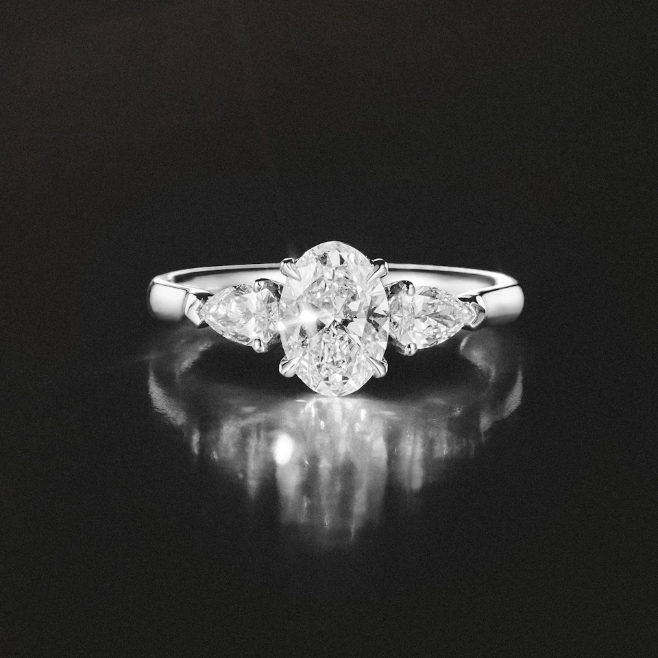 Adore 1.50ct Oval Cut Lab Diamond 3 Stone Engagement Ring in Platinum