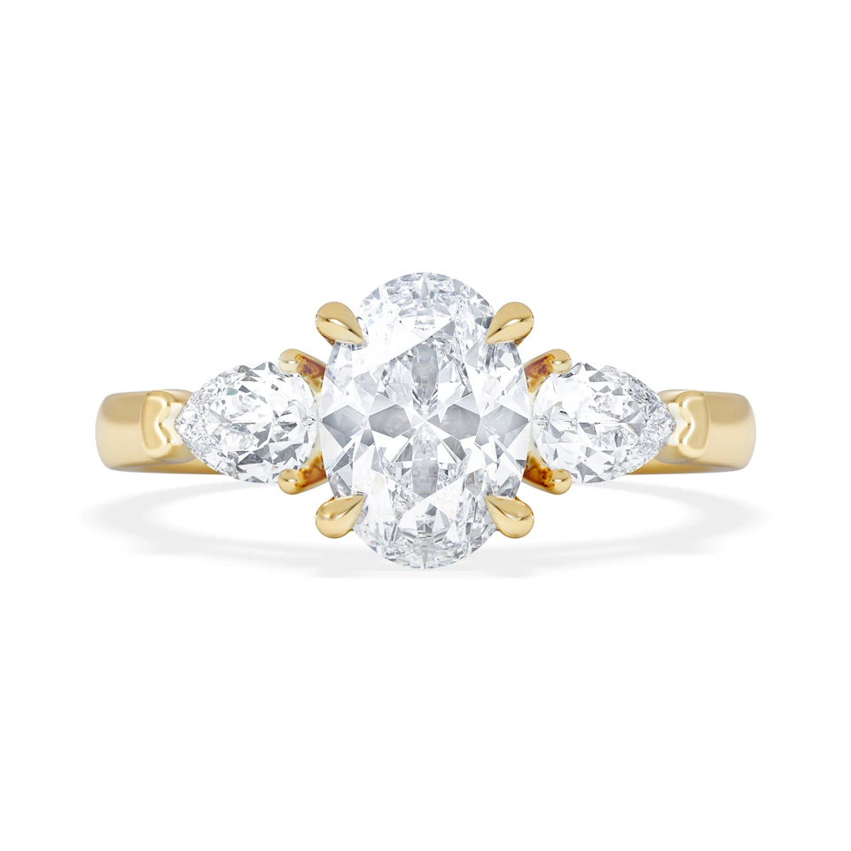 Adore 1.50ct Oval Cut Lab Diamond 3 Stone Engagement Ring in 18K Yellow Gold