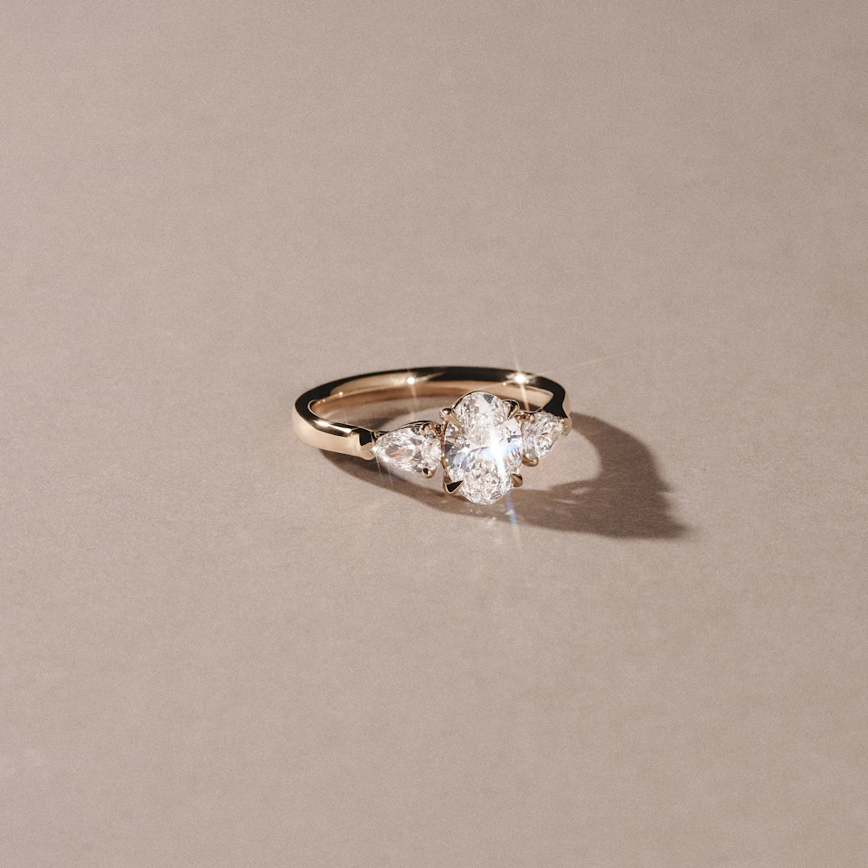 Adore 1.50ct Oval Cut Lab Diamond 3 Stone Engagement Ring in 18K Yellow Gold