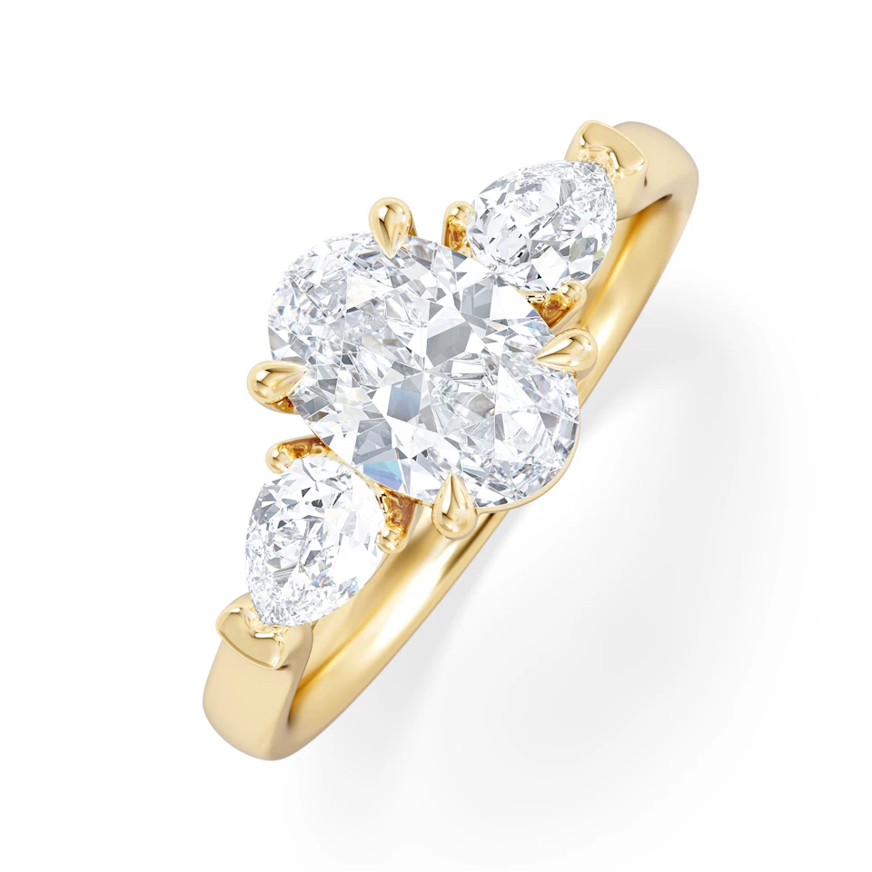 Adore 1.50ct Oval Cut Lab Diamond 3 Stone Engagement Ring in 18K Yellow Gold