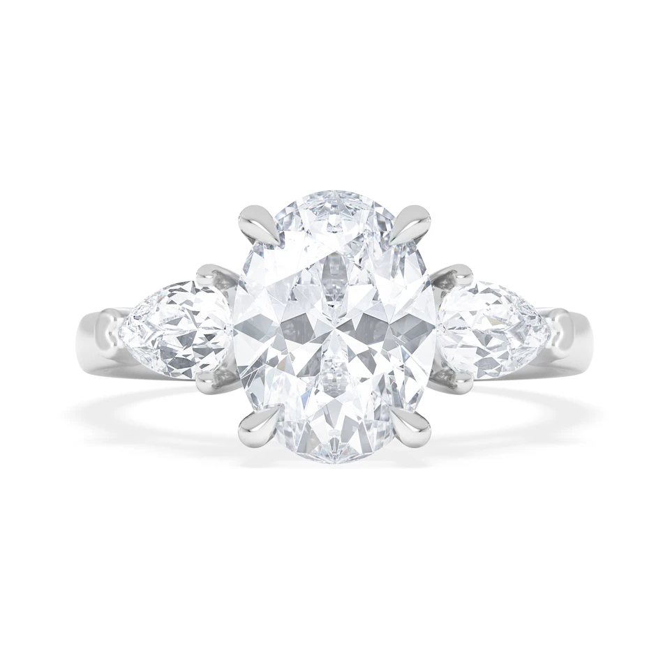 Adore 2.60ct Oval Cut Lab Diamond 3 Stone Engagement Ring in Platinum