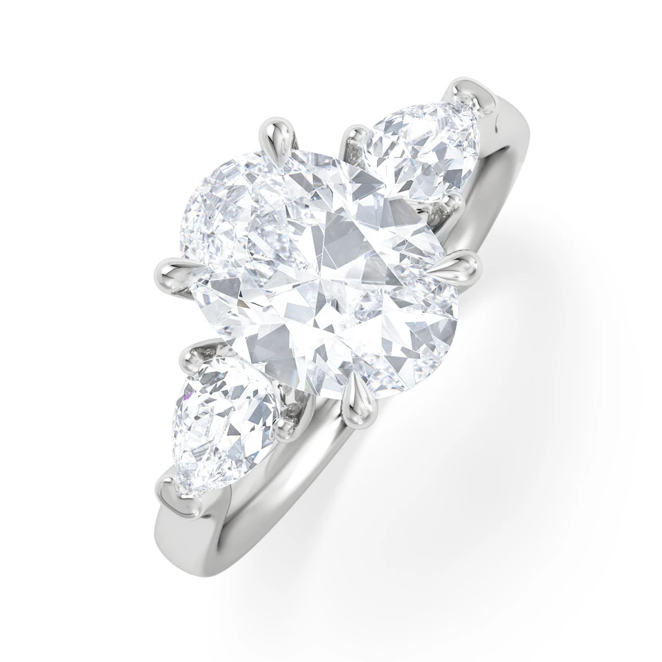 Adore 2.60ct Oval Cut Lab Diamond 3 Stone Engagement Ring in Platinum
