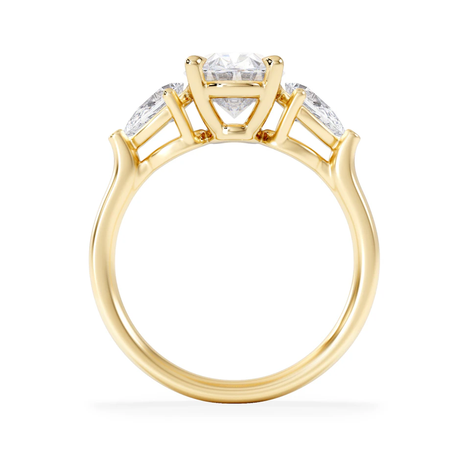 Adore 2.60ct Oval Cut Lab Diamond 3 Stone Engagement Ring in 18K Yellow Gold